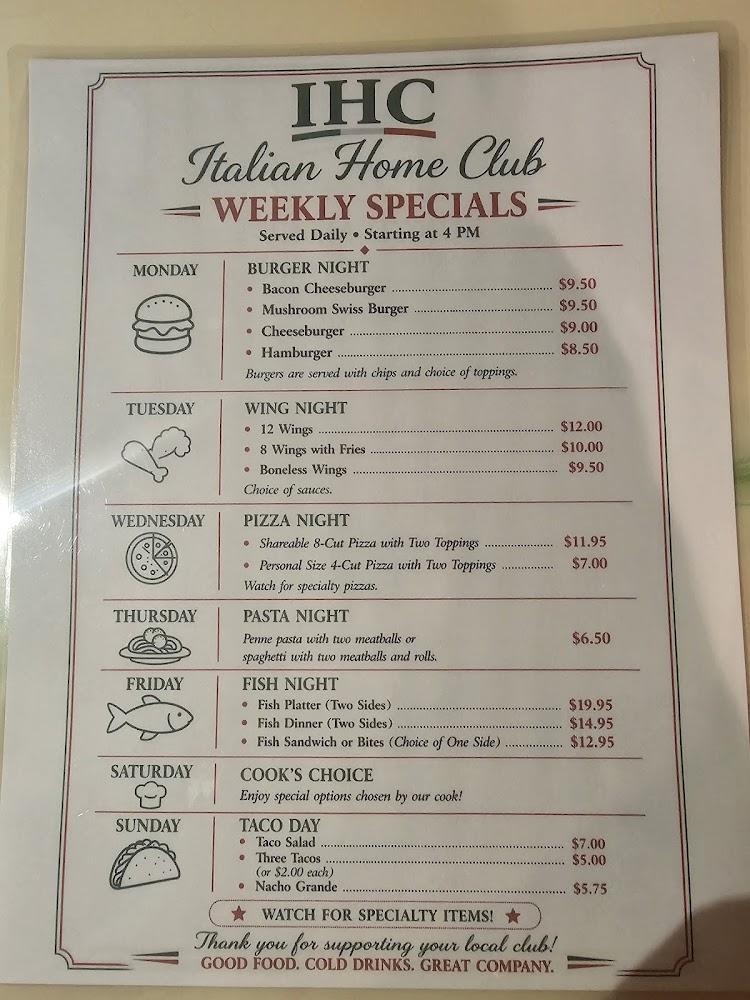 Italian Home Club Menu image 1
